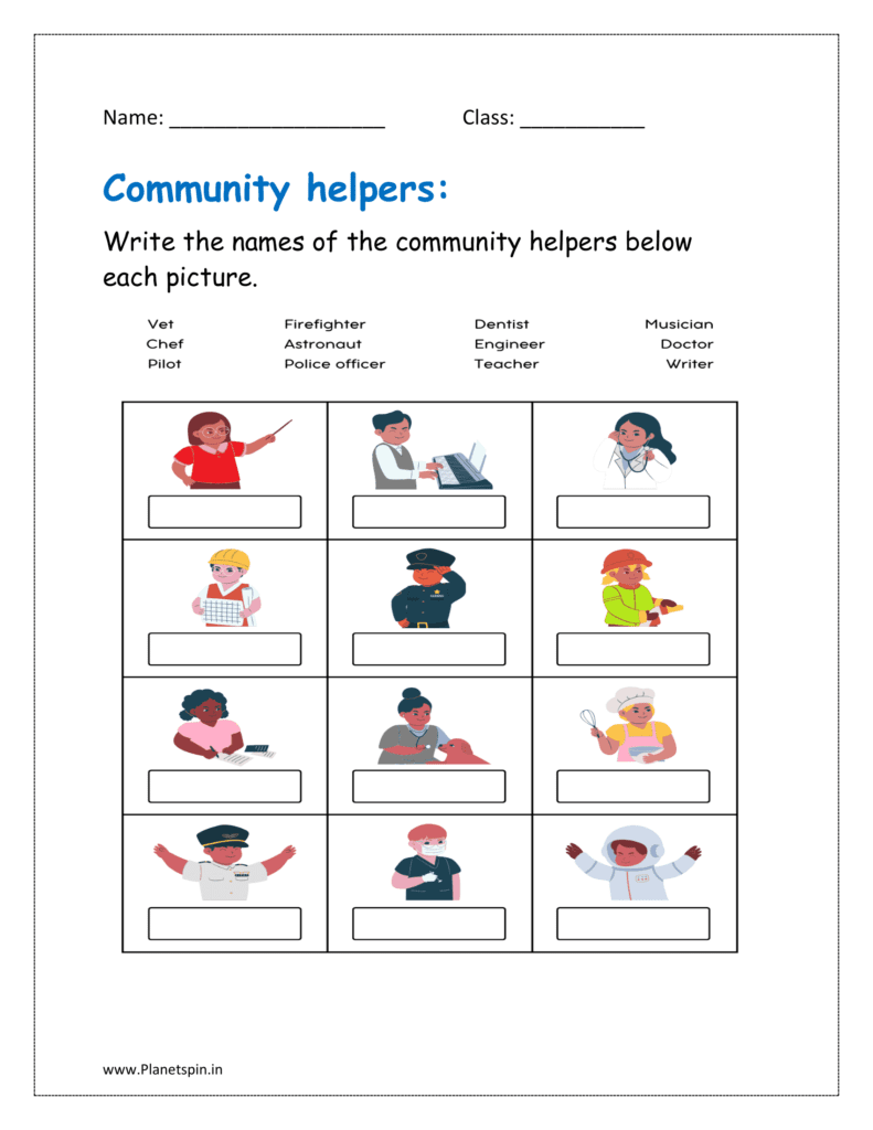 community helpers worksheets for kindergarten