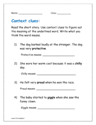 Read the short story. Use context clues to figure out the meaning of the underlined word. Write what you think the word means.