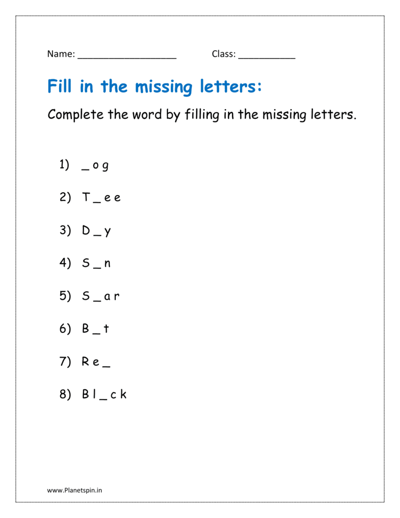 Complete the word by filling in the missing letters