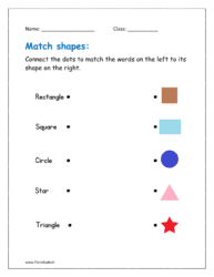 Connect the dots to match the words on the left to its shape on the right.