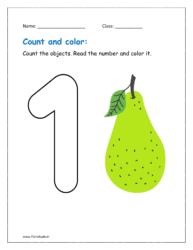 1: Count the objects. Read the number and color it