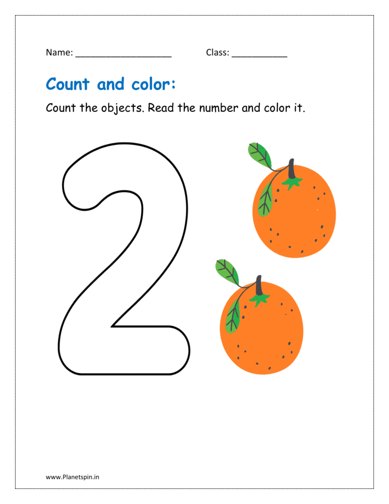 2: Count the objects. Read the number and color it 