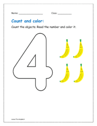 4: Count the objects. Read the number and color it (count and colour worksheets pdf)