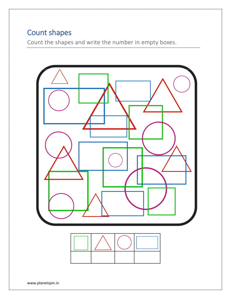 Counting the shapes and writing the number in empty boxes 