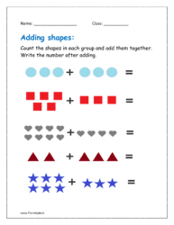 Count the shapes in each group and add them together. Write the number after adding.