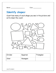 Count how many of each shape you see in the picture and write down the count.