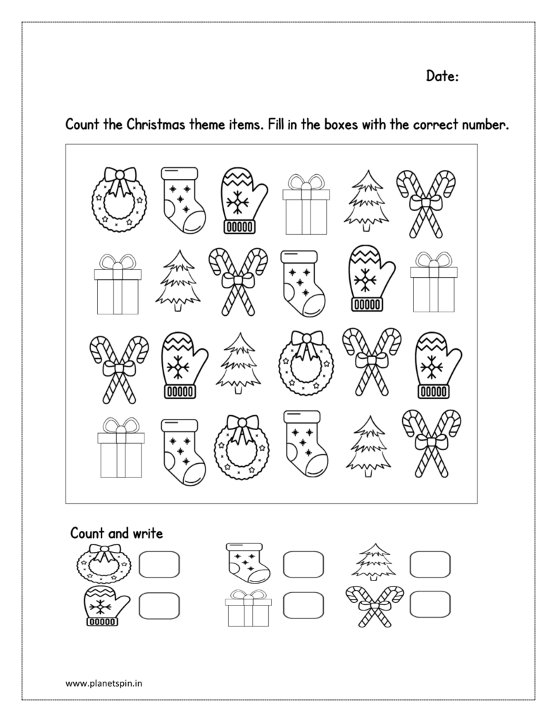 Counting the objects and fill in the boxes with the correct number