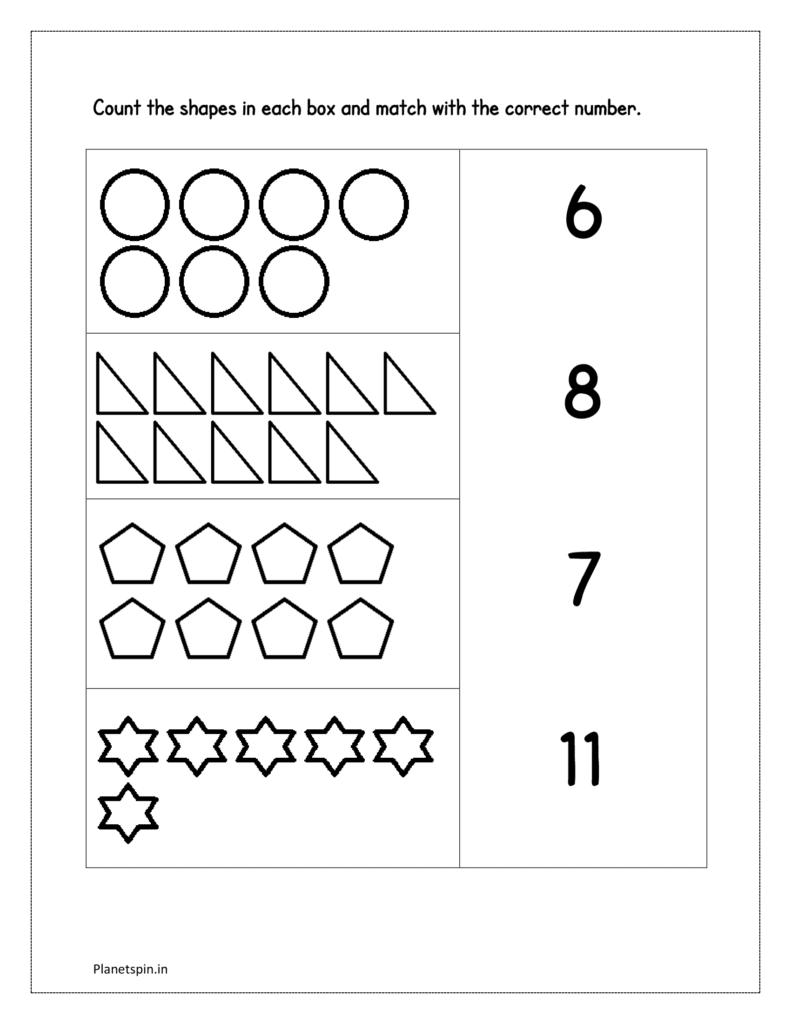 Shapes: Count the shapes in each box 