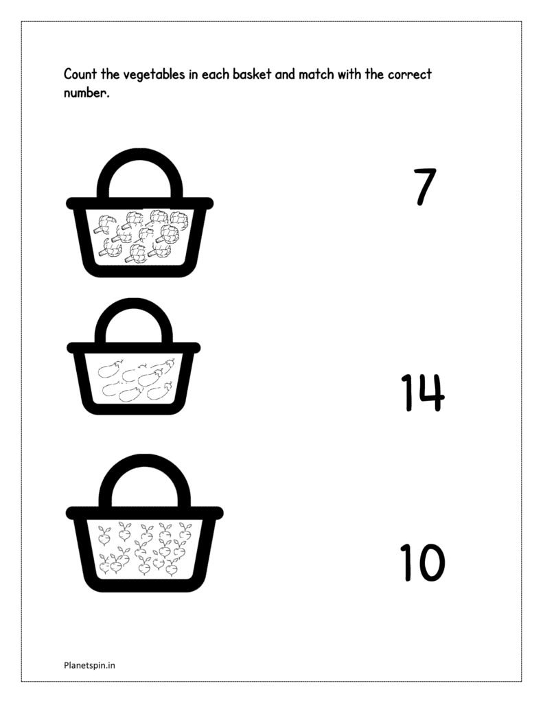 Vegetables: Count the vegetables in each basket 