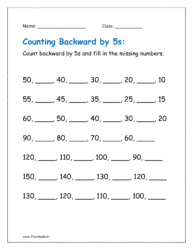 Counting backwards by 5s and fill in the missing numbers.