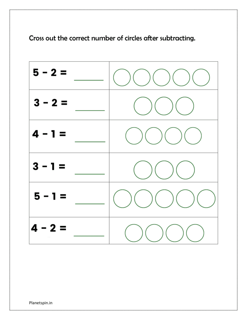 cross out subtraction worksheet