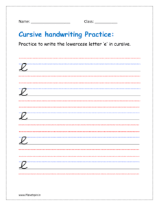 Cursive writing e