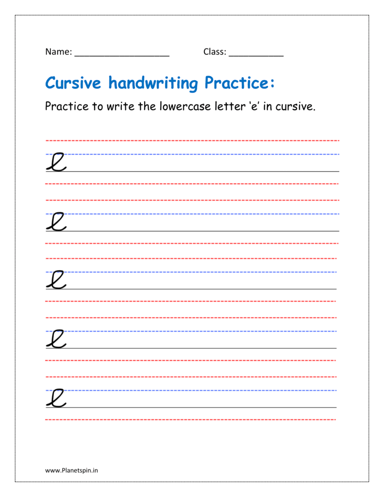 Cursive writing e