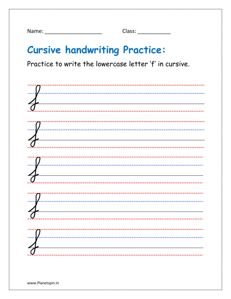 Cursive writing f