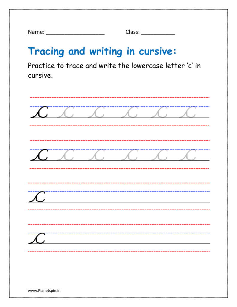 free printable cursive letter c worksheet pdf