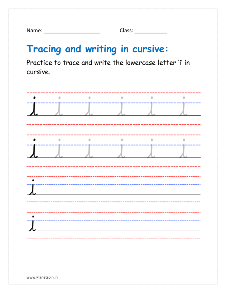 Free printable cursive letter i worksheet pdf