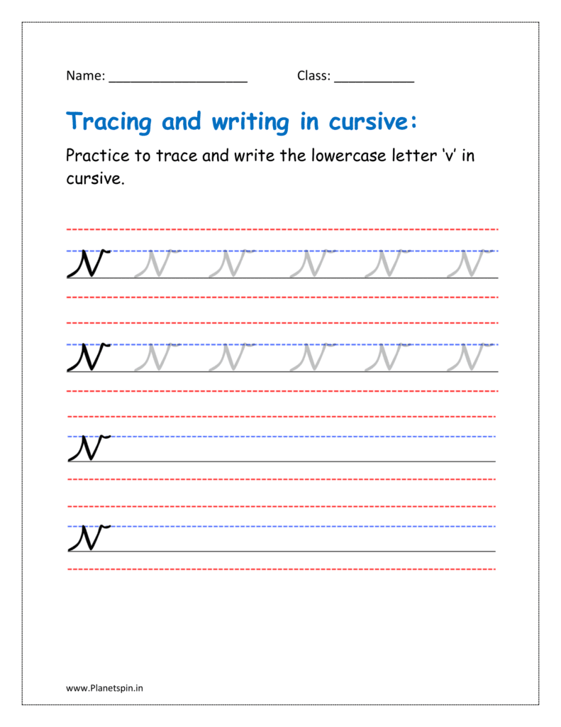 free worksheets for cursive writing of letter v pdf