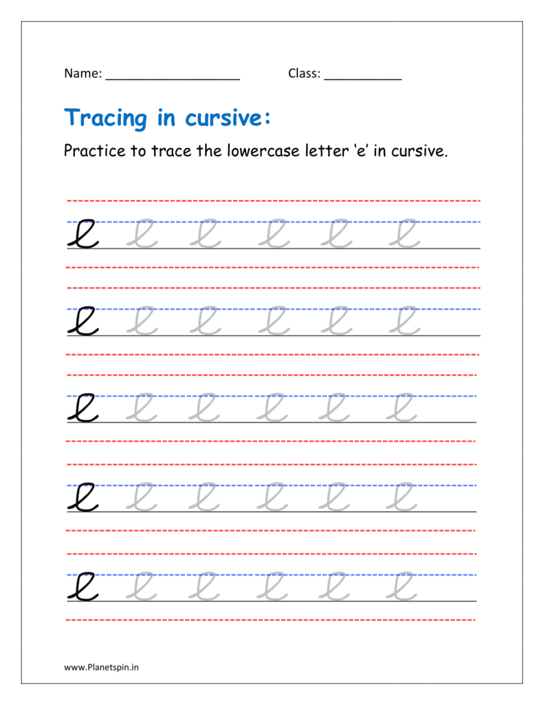 Cursive tracing e