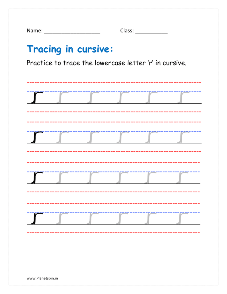 in cursive r