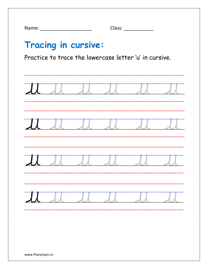 U in cursive lowercase worksheets