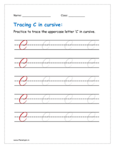 4. Trace uppercase letter C in cursive writing