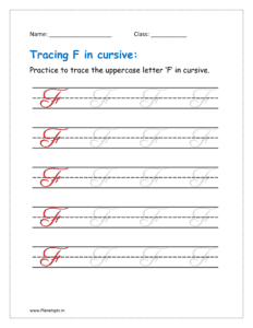 4. Trace uppercase letter F in cursive  