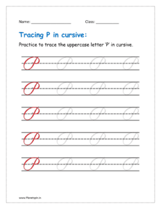 4. Trace uppercase letter P in cursive writing