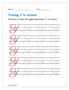 4. Trace uppercase letter Y in cursive writing