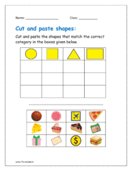 Cut and paste the shapes that match the correct category in the boxes given below