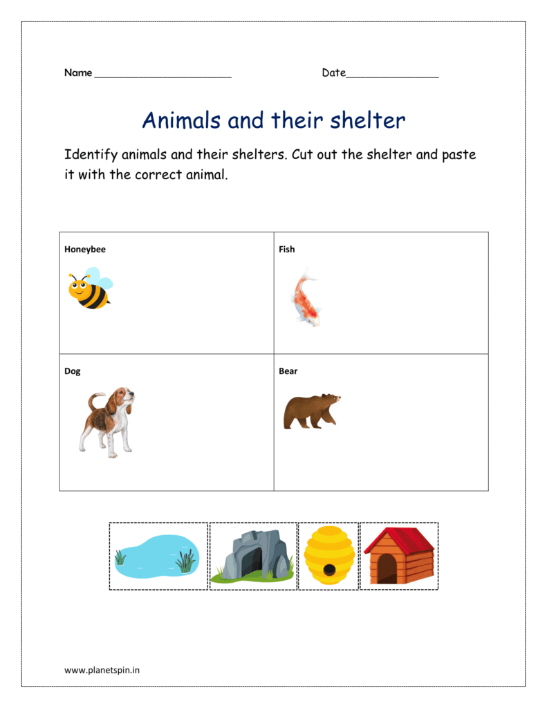 Animals and their habitats worksheet PDF