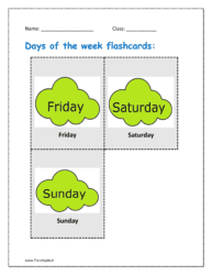 days of the week flashcards printable free