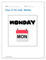 Days of the week flashcards: Monday