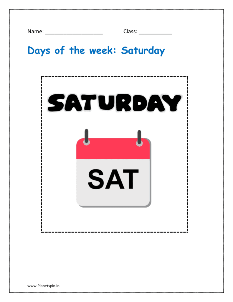 Days of the week flashcards: Saturday