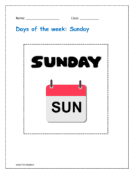 Days of the week flashcards: Sunday