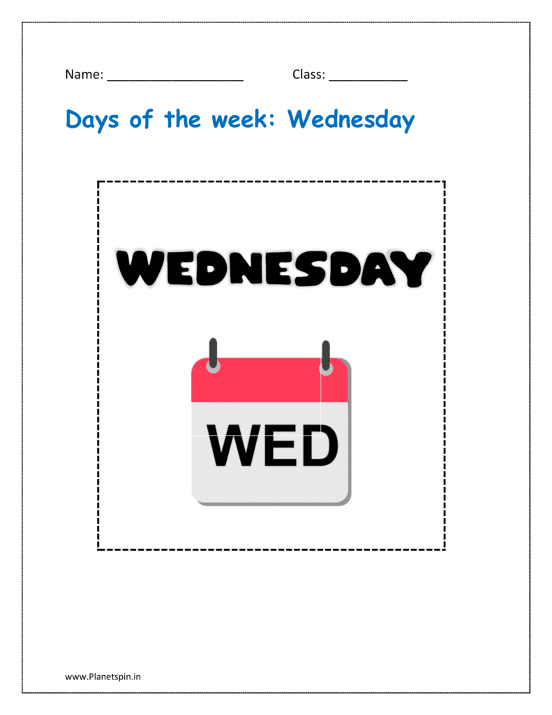 Days of the week flashcards: Wednesday