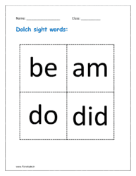 Dolch sight words: be, am, do, did