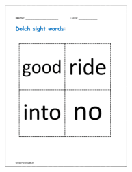 Dolch sight words: good, ride, into, no