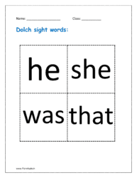 Dolch sight words: he, she, was, that