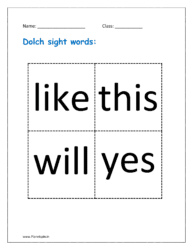 Dolch sight words: like, this, will, yes