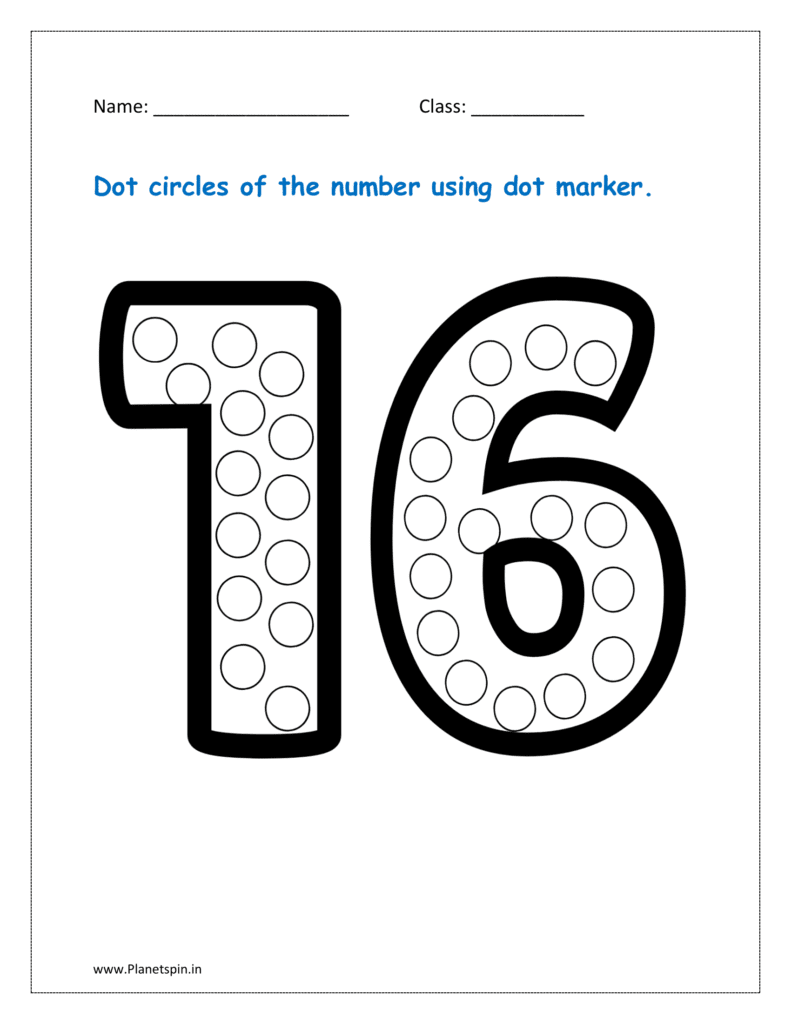 16: Dot circles of the number 16 