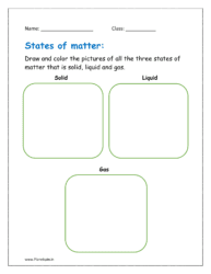 Draw and color the pictures of all the three states of matter that is solid, liquid and gas