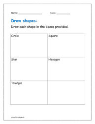 Draw each shape in the boxes provided.