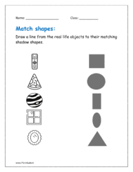 Draw a line from the real life objects to their matching shadow shapes.