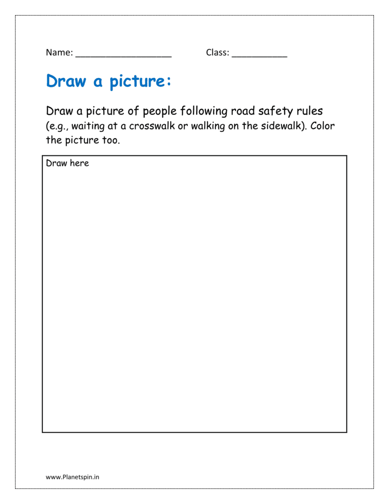 Draw a picture of people following road safety rules 