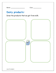 Draw the products that we get from milk.