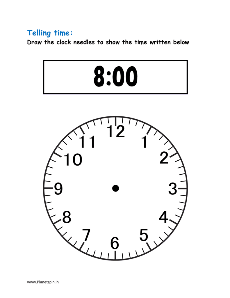 8 o'clock: Draw clock needles