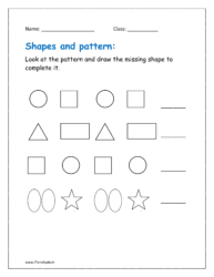 Look at the patterns and draw the missing shape to complete it.