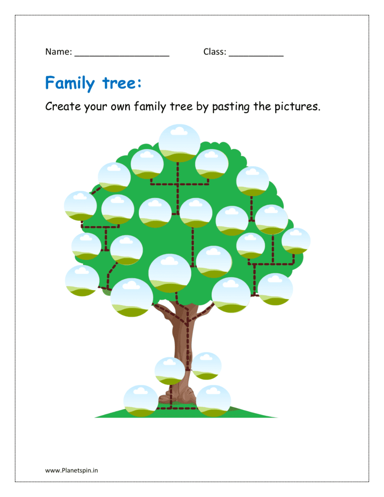 Create your own family tree by pasting the pictures.