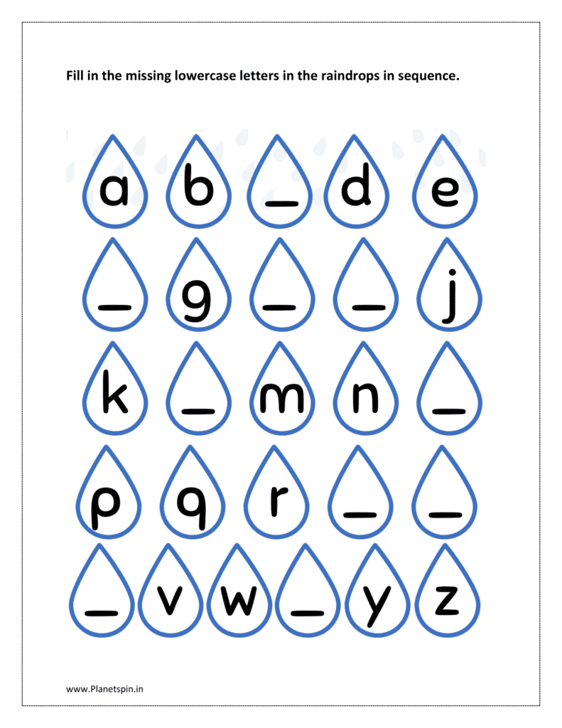 Missing letter lowercase letters for kindergarten | Planetspin.in