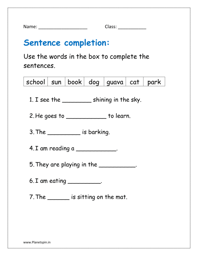 Use the words in the box to complete the sentences